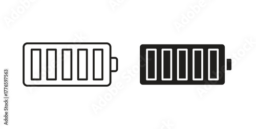 Battery icons set isolated on white background flat vector illustration.