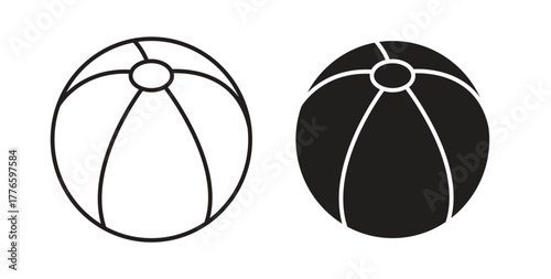 Beach ball icons set isolated on white background flat vector illustration.