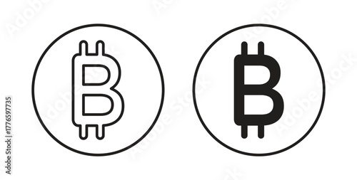 Bitcoin icons set isolated on white background flat vector illustration.