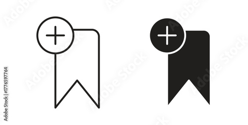 Bookmark add icons set isolated on white background flat vector illustration.