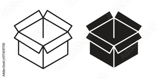 Box icons set isolated on white background flat vector illustration.