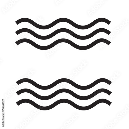 Wavy Water Line Icon Vector for Fluid Design