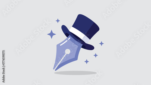 Elegant Pen Nib With Magician's Top Hat Illustration