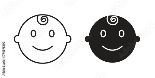 Child face icons set isolated on white background flat vector illustration.