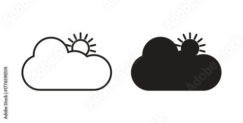 Cloudy Day icons set isolated on white background flat vector illustration.