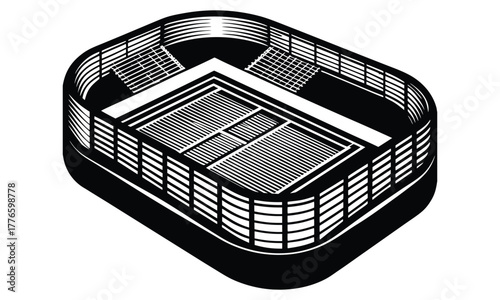 Tennis and Padel Court Icons Set with Rackets