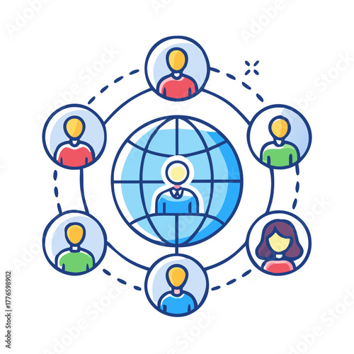 Global business structure of networking Analysis and data exchange customer connection HR recruitment and global outsourcing Customer service Teamwork ... See More.icon