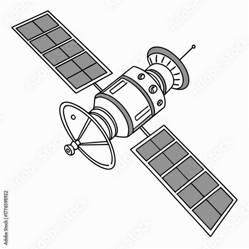 Illustration of a satellite artificial satellite orbiting the earth concept