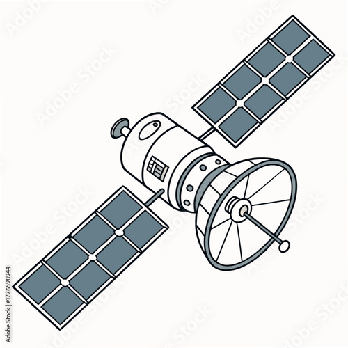 Illustration of a satellite artificial satellite orbiting the earth concept