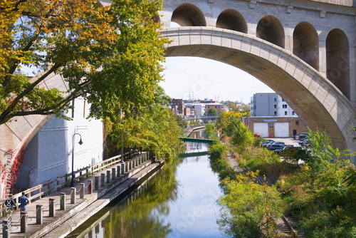 Manayunk Canal looking South from Green Lane Bridge in Philadelphia