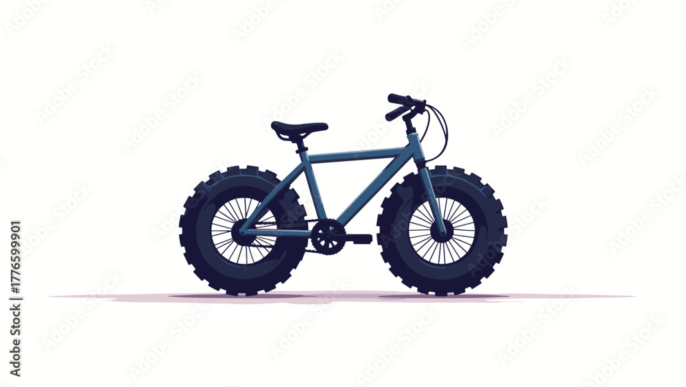 Fototapeta premium Classic bike with snow tires isolated on white background, concept of simplicity and outdoor winter cycling