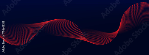 Light blue and red cuved rays glowing on dark blue background. High speed motion moving concept. modern, vector