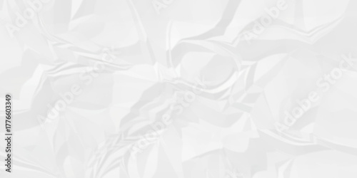 Crumple crushed white obsolete rumple craft design. wrinkle ripped creased white crumple aged closeup paper background.	