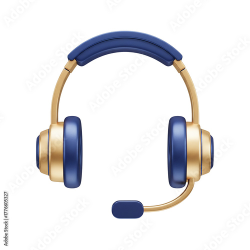 Elevate your audio experience with these sleek blue and gold headphones featuring a built-in microphone, perfect for gaming, streaming, or professional communication, enjoy crystal-clear sound