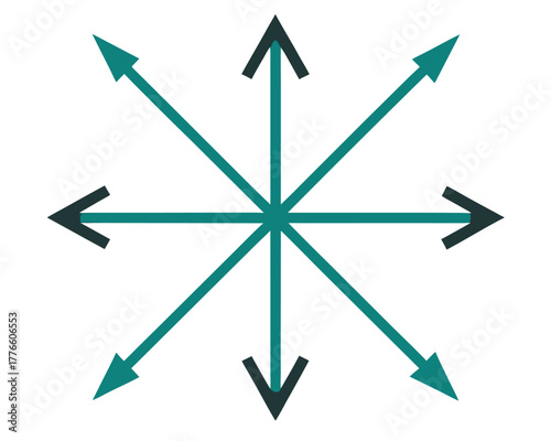 Directional Arrow Graphic with Eight Points Representing Multiple Possibilities