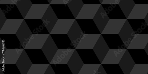 Minimal wall vector box black and gray square grid vintage structure cube decorative wallpaper decoration tiles and mosaic seamless pattern.	
