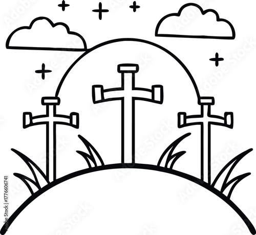 graveyard and cross
