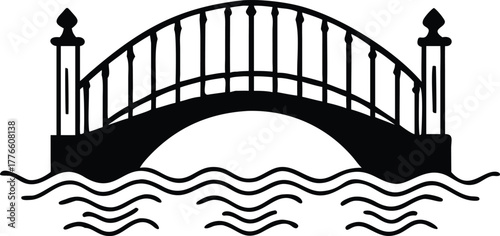 steel arch bridge spans the river