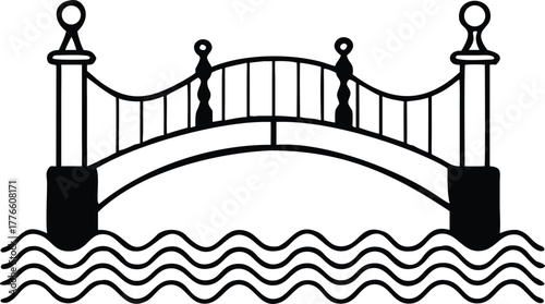 steel arch bridge spans the river