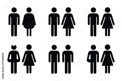 Collection of diverse gender icons representing couples and individuals for inclusivity in design