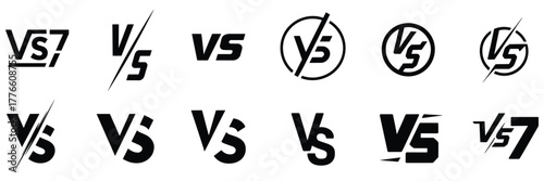 Collection of modern vs symbols and logos for opposition, rivalry, and competition concepts