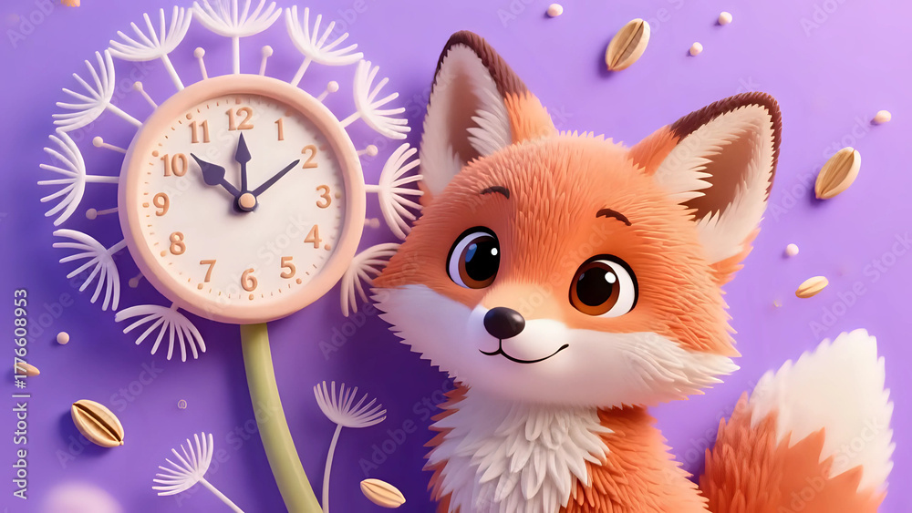 Obraz premium Fox and clock I Wall Decor 