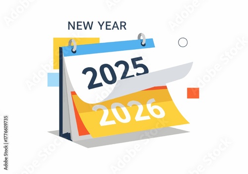 Transition from 2025 to 2026 – New Year Concept Calendar 