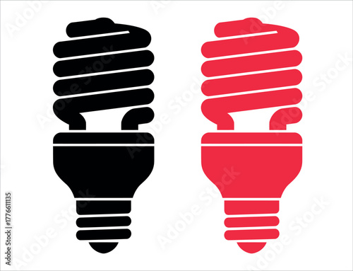 Bright idea concept showcasing energy efficient lighting options in bold black and red for sustainable living and eco friendly designs vector.