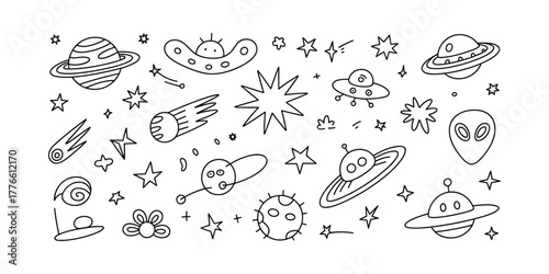 A Whimsical Universe A Collection of Hand Drawn Space Elements