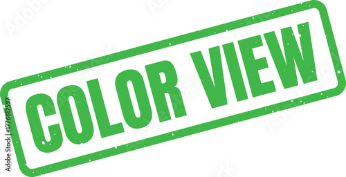 Distressed Green COLOR VIEW Message Inside a Rectangular Rubber Stamp