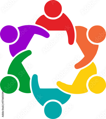 Colorful People Circle of Teamwork