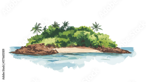 Devil Island - Iles du Salut. Devil Island - Iles du Salut hand drawn watercolor illustration