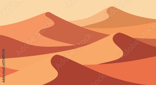 Stylized desert landscape with rolling sand dunes in warm tones