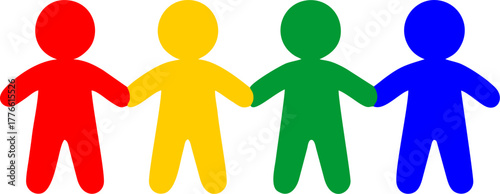 Colorful People Holding Hands