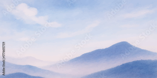 Mountain clouds form a stunning aerial landscape of nature and sky at sunrise