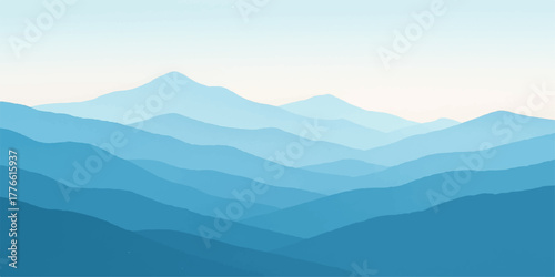 Foto Misty mountain landscape with clouds at sunrise offering a stunning view of the