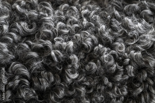 Black and white curly lambskin, close-up, Gotland sheep, Gotland Island, Sweden