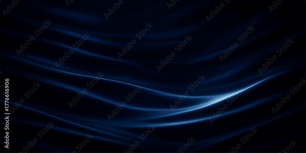Fototapeta premium Smooth black satin fabric with flowing waves of light and a subtle pattern forms a rich texture backdrop
