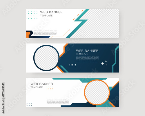 Web banner template set. Collection of horizontal banners design. Vector illustration.