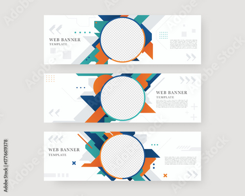 Web banner template set. Collection of horizontal banners design. Vector illustration.