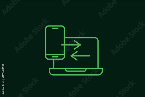 transferring files between devices illustration in flat style design. Vector illustration.	