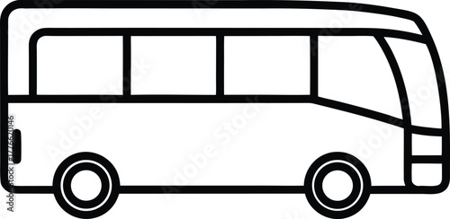 Bus Front View Line Drawing Vector Illustration on White Background