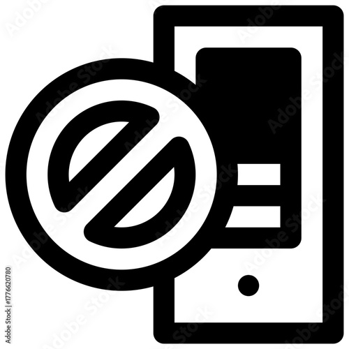 Denial of service. Outlined stroke vector icon with black-filled details.