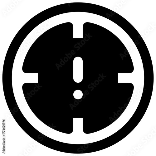 Intrusion detection. Outlined stroke vector icon with black-filled details.