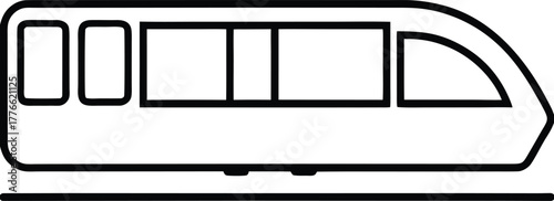 Subway Train Minimal Line Art Vector Illustration on White Background
