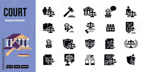 court solid icon set vector design good for web and mobile app