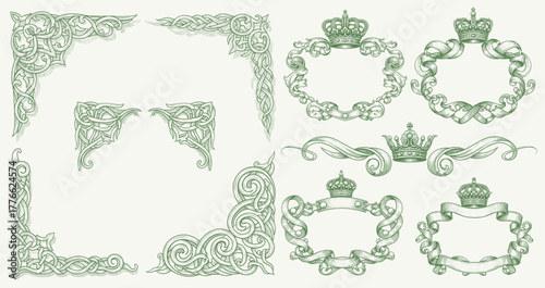 Vintage Baroque Victorian frame border, frame flower pattern vector floral engraved scroll ornament leaf retro decorative design. filigree calligraphic heraldic shield swirl