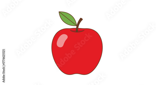 Vibrant red apple with a green leaf a delicious and healthy fruit.