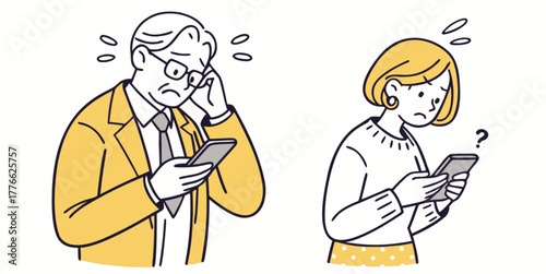 Stock vector cartoon drawing of a funny mother and daughter, mother and son, or mother and baby character with a businessman in a suit and tie