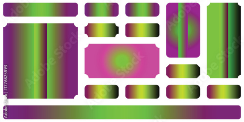 Vibrant Gradient Stripe Pattern With Purple, Green, Neon Pink Abstract Shapes And Modern Color BlocksArt & Illustration